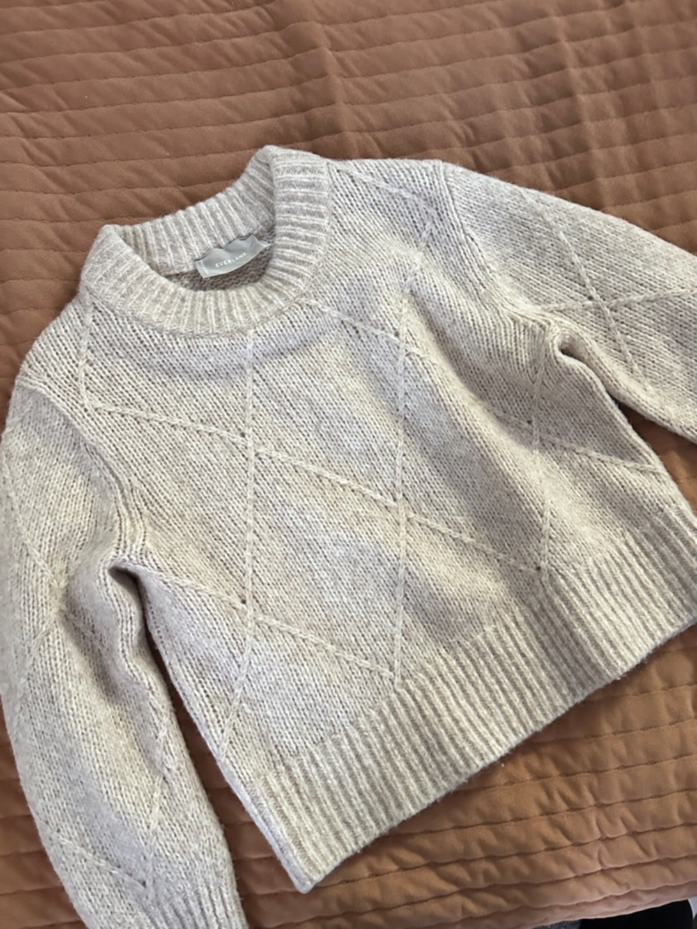 Everlane Cream Cable-Textured Crewneck Sweater